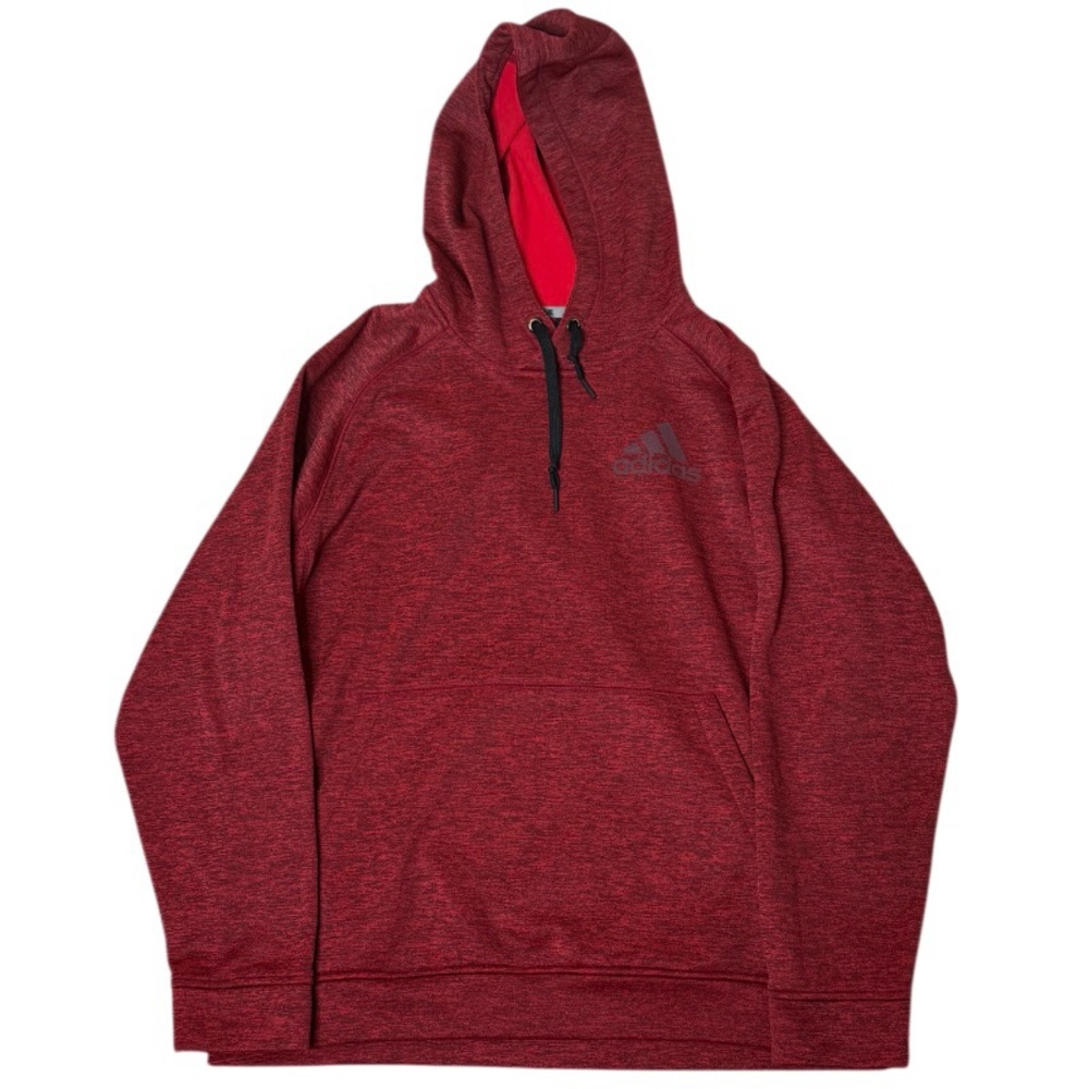 ADIDAS TEAM‎ ISSUE Hoodie Sweatshirt XL Polyester red Front Pocket CLIMAWARM